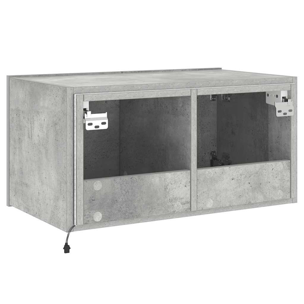væghængt tv-bord med LED-lys 60x35x31 cm betongrå