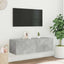 væghængt tv-bord med LED-lys 100x35x31 cm betongrå