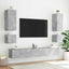 væghængt tv-bord med LED-lys 100x35x31 cm betongrå