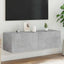 væghængt tv-bord med LED-lys 100x35x31 cm betongrå