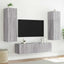 væghængt tv-bord m. LED-lys 60x35x41 cm grå sonoma-eg