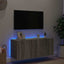 væghængt tv-bord m. LED-lys 100x35x41 cm grå sonoma-eg