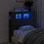 sengegavl med LED-lys 100x18,5x103,5 cm konstrueret træ sort