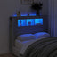 sengegavl 120x18,5x103,5 cm LED-lys konstrueret træ grå sonoma