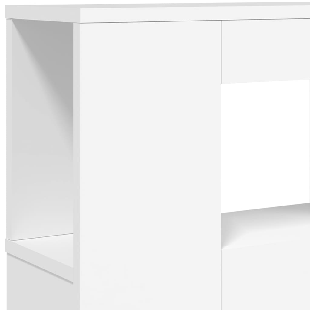 sengegavl med LED-lys 140x18,5x103,5 cm konstrueret træ hvid