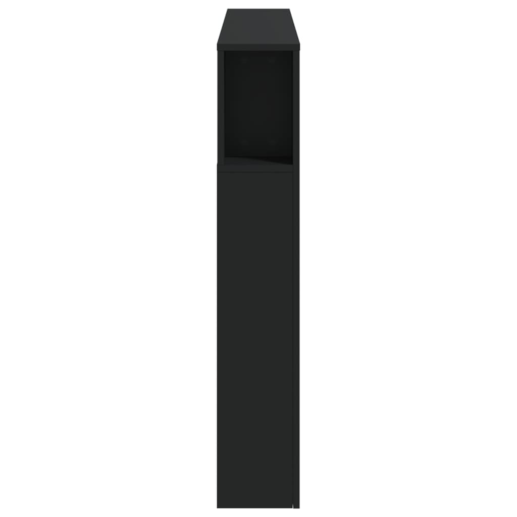 sengegavl med LED-lys 140x18,5x103,5 cm konstrueret træ sort