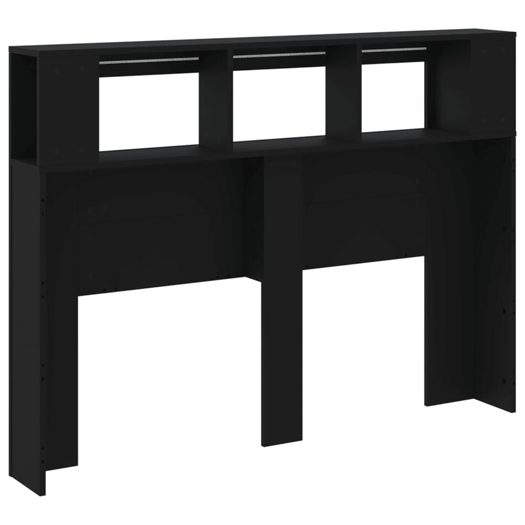 sengegavl med LED-lys 140x18,5x103,5 cm konstrueret træ sort