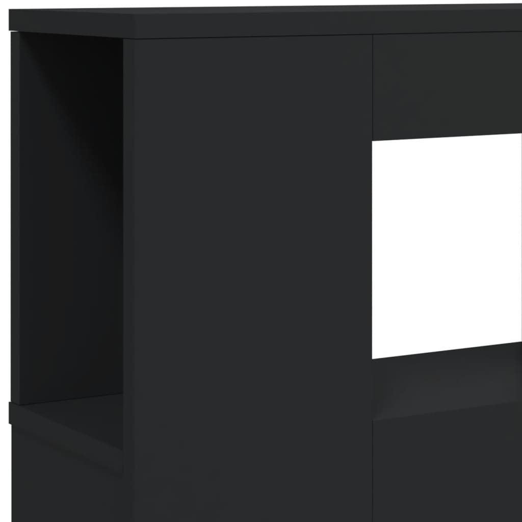 sengegavl med LED-lys 140x18,5x103,5 cm konstrueret træ sort
