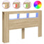 sengegavl 160x18,5x103,5 cm LED-lys konstrueret træ sonoma-eg