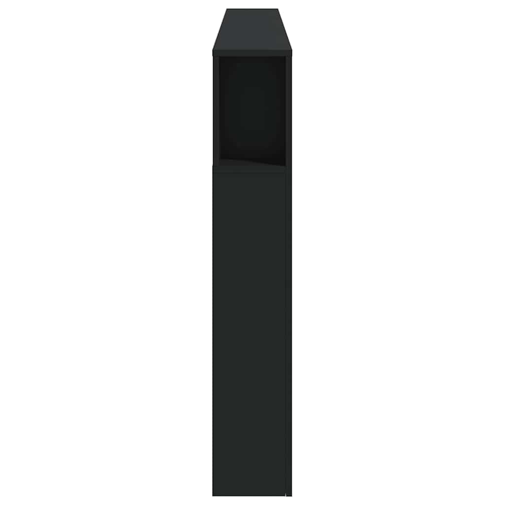 sengegavl med LED-lys 220x18,5x103,5 cm konstrueret træ sort