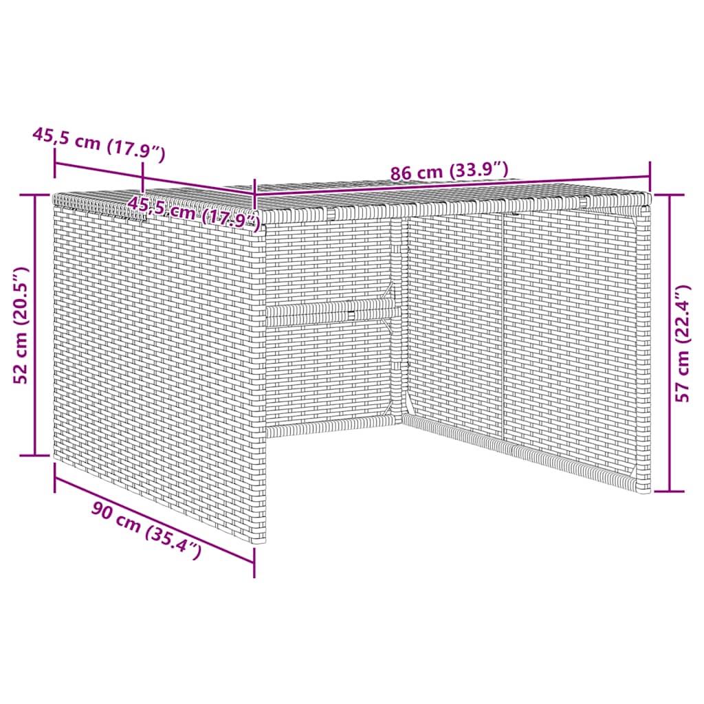 garage til robotplæneklipper 86x90x52/57 cm polyrattan grå