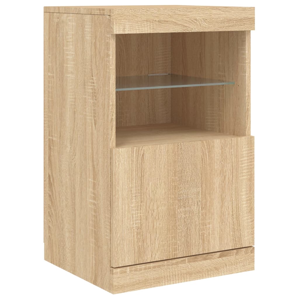 skænk med LED-lys 162x37x67 cm sonoma-eg