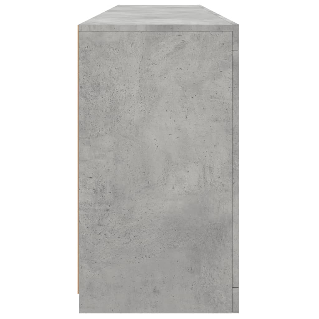 skænk med LED-lys 162x37x67 cm betongrå