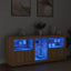 skænk med LED-lys 162x37x67 cm sonoma-eg