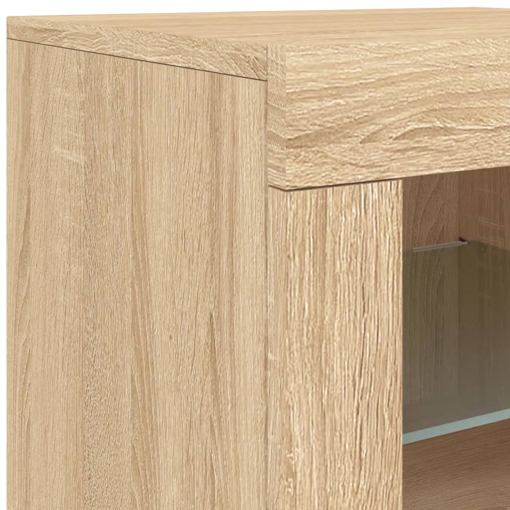skænk med LED-lys 181,5x37x67 cm sonoma-eg