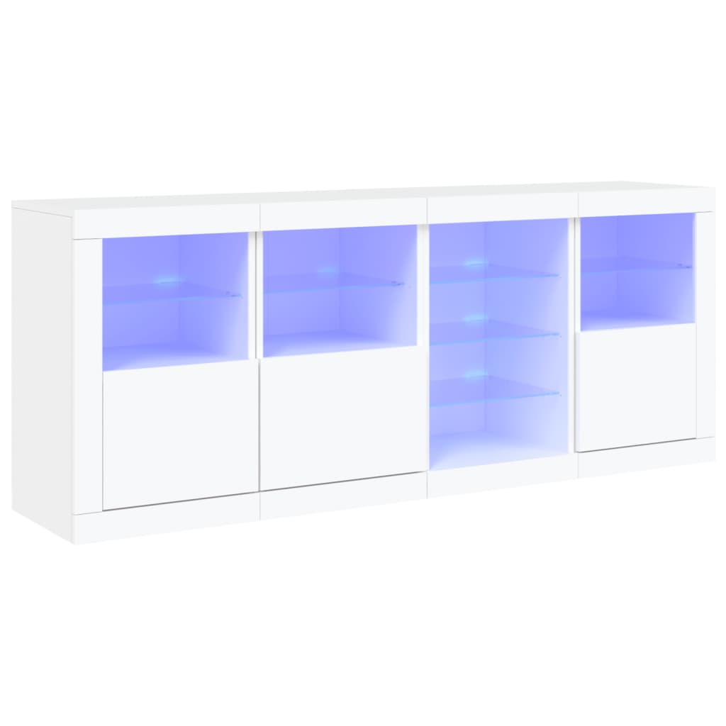 skænk med LED-lys 164x37x67 cm hvid