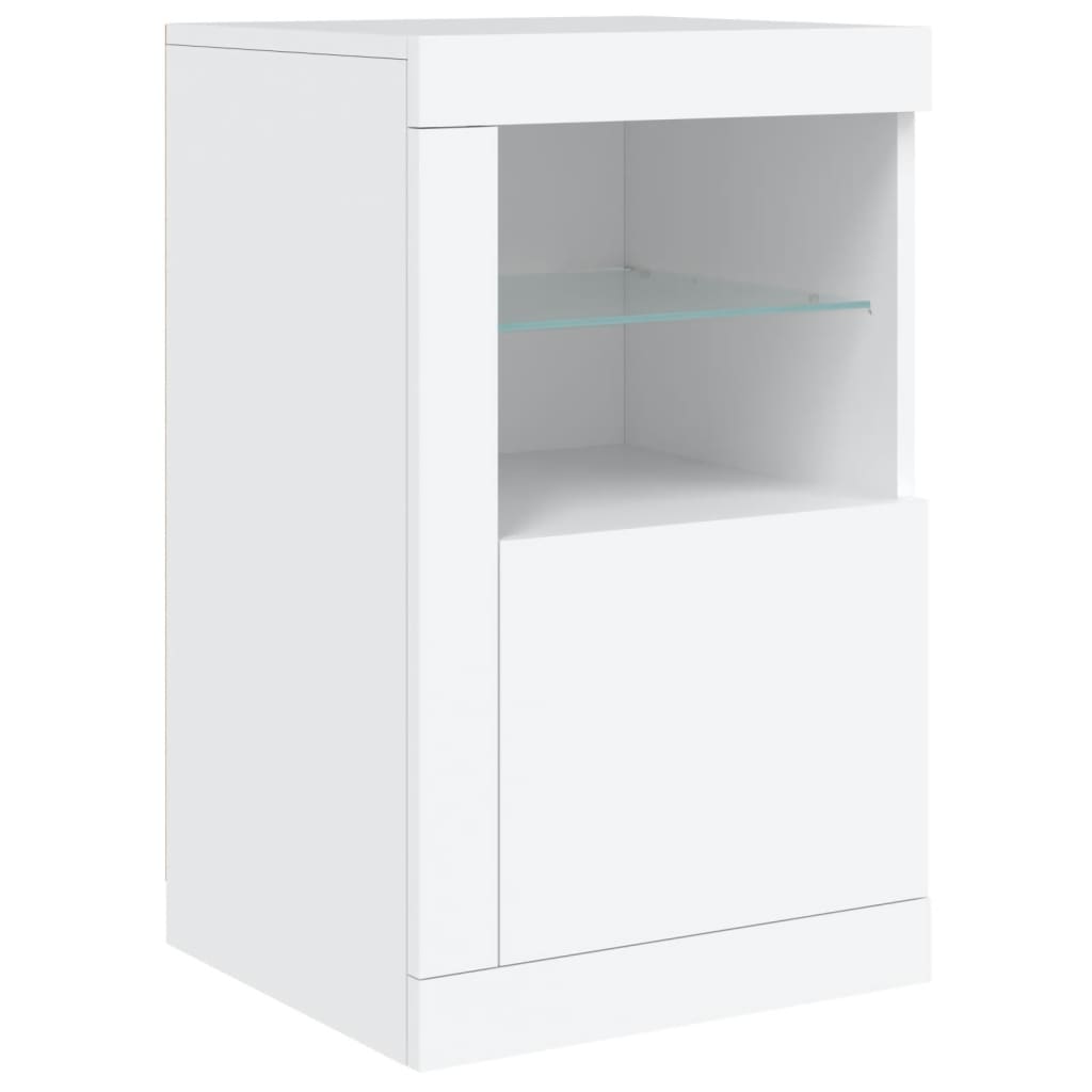 skænk med LED-lys 164x37x67 cm hvid