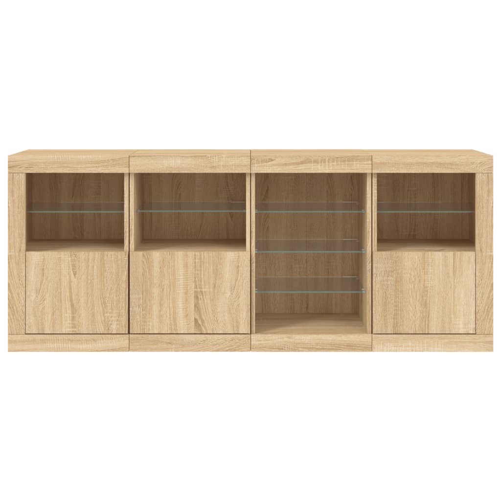 skænk med LED-lys 164x37x67 cm sonoma-eg