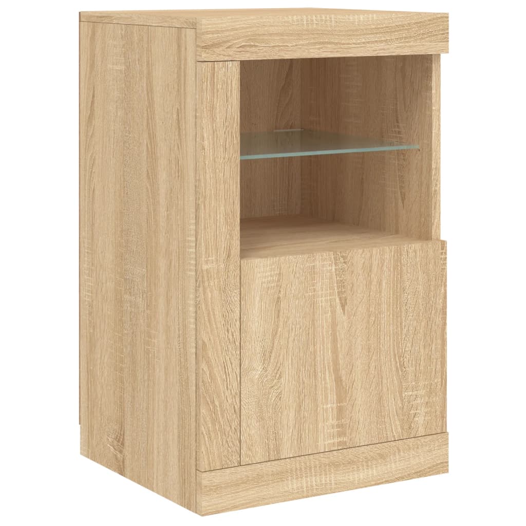 skænk med LED-lys 164x37x67 cm sonoma-eg