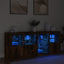 skænk med LED-lys 164x37x67cm røget egetræsfarve
