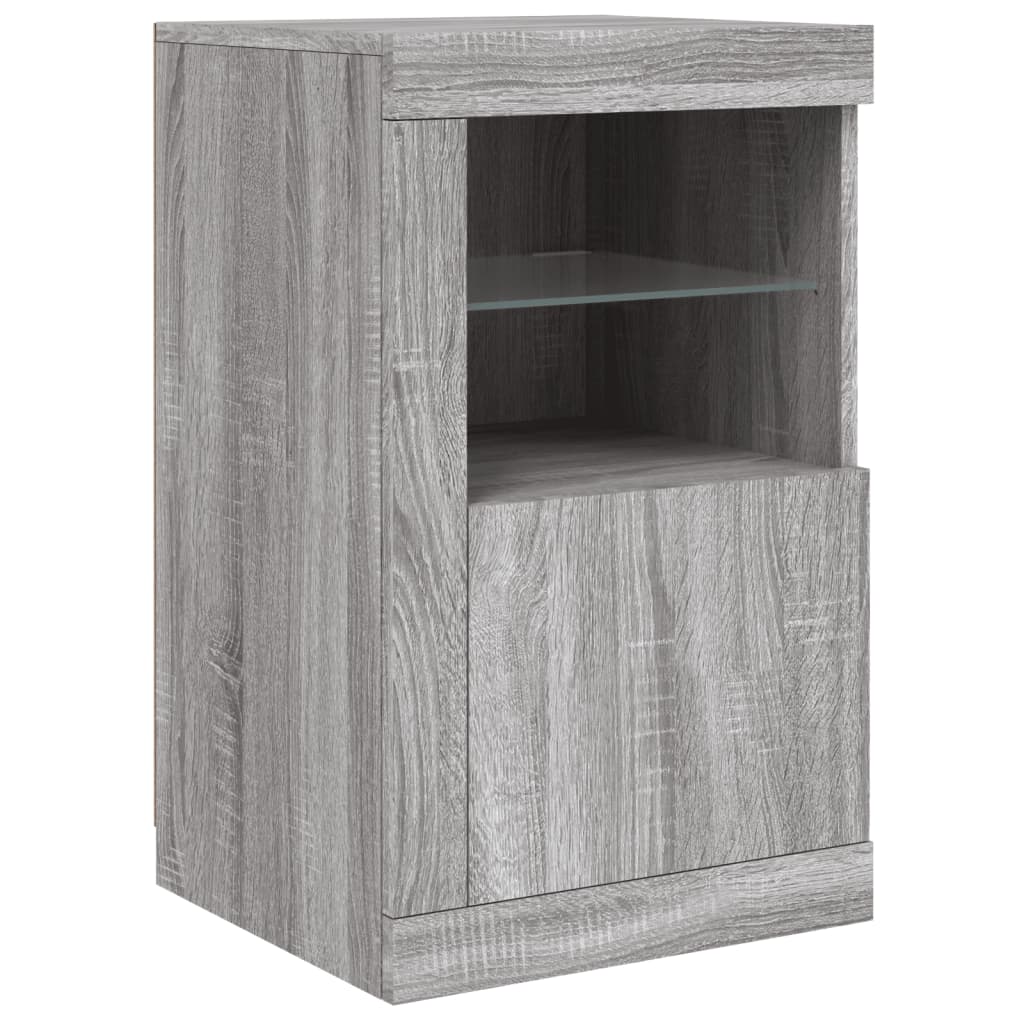 skænk med LED-lys 164x37x67 cm grå sonoma-eg