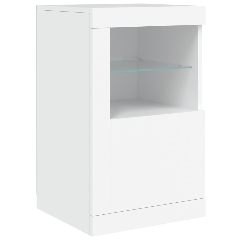 skænk med LED-lys 123x37x67 cm hvid
