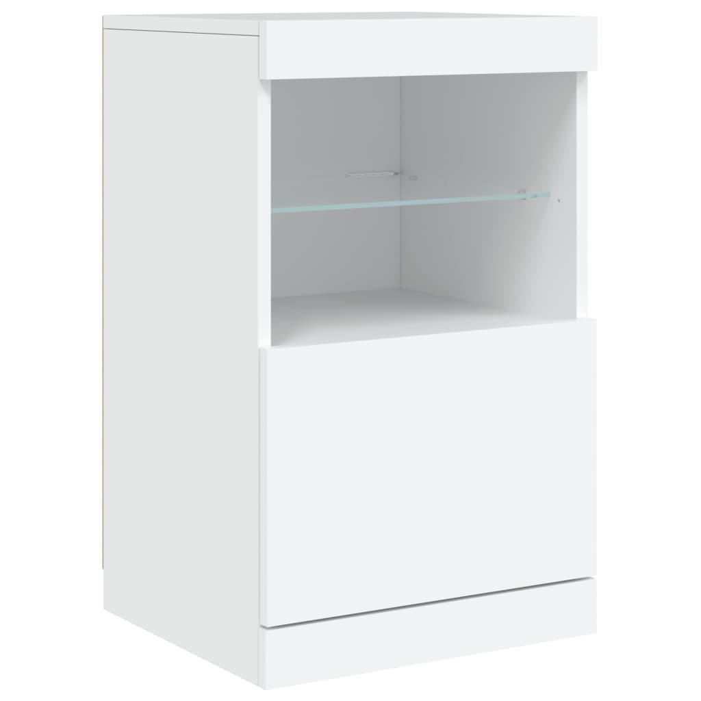 skænk med LED-lys 123x37x67 cm hvid