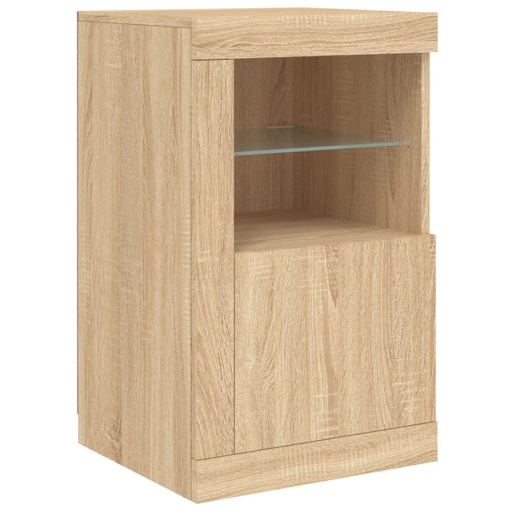 skænk med LED-lys 123x37x67 cm sonoma-eg