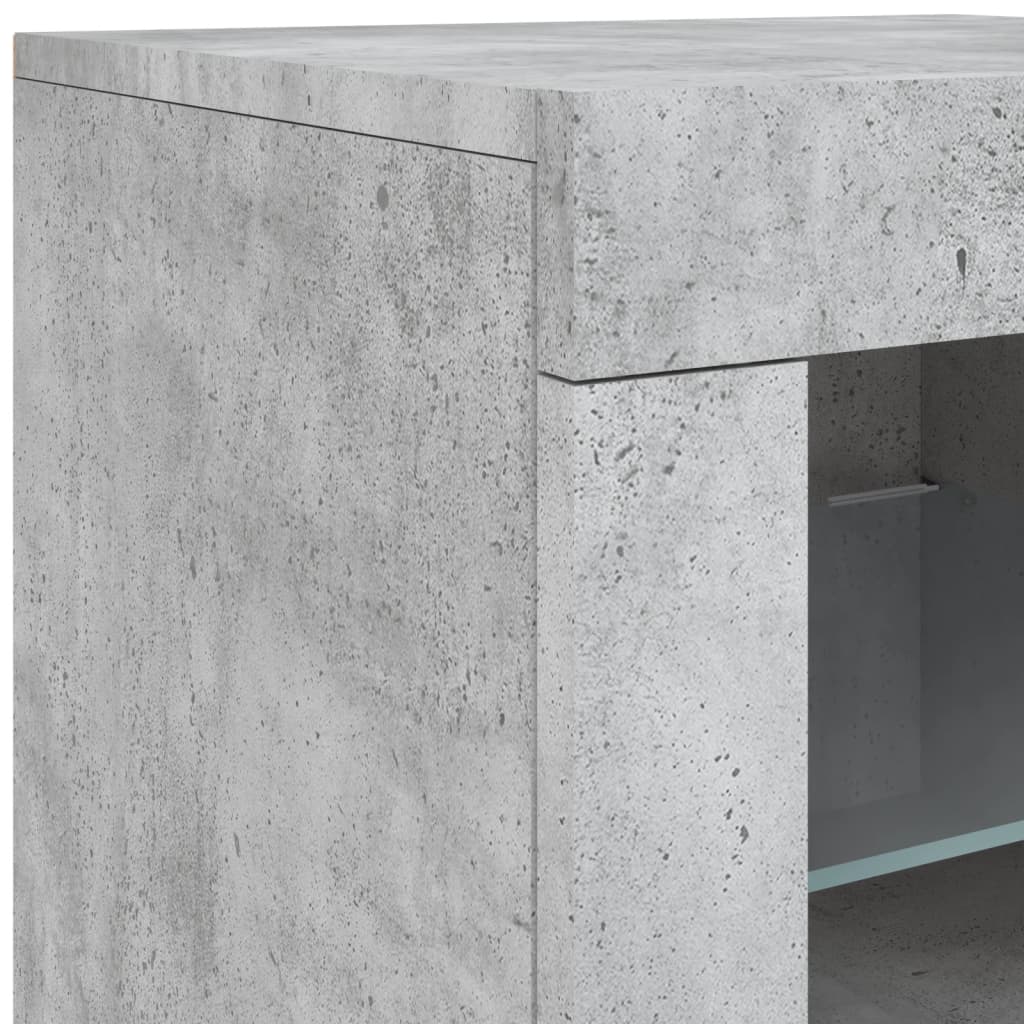 skænk med LED-lys 123x37x67 cm betongrå