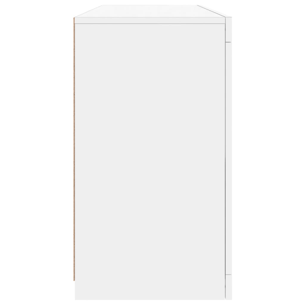 skænk med LED-lys 142,5x37x67 cm hvid