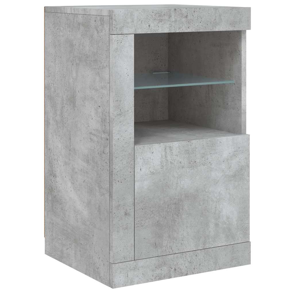 skænk med LED-lys 142,5x37x67 cm betongrå