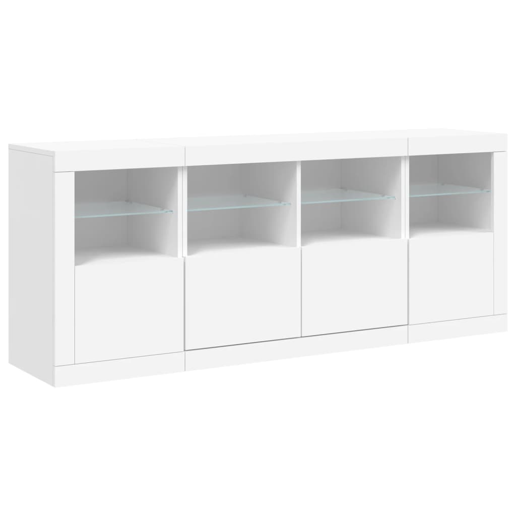 skænk med LED-lys 163x37x67 cm hvid