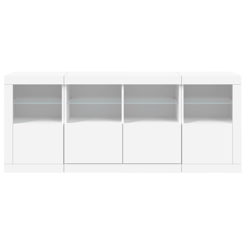 skænk med LED-lys 163x37x67 cm hvid