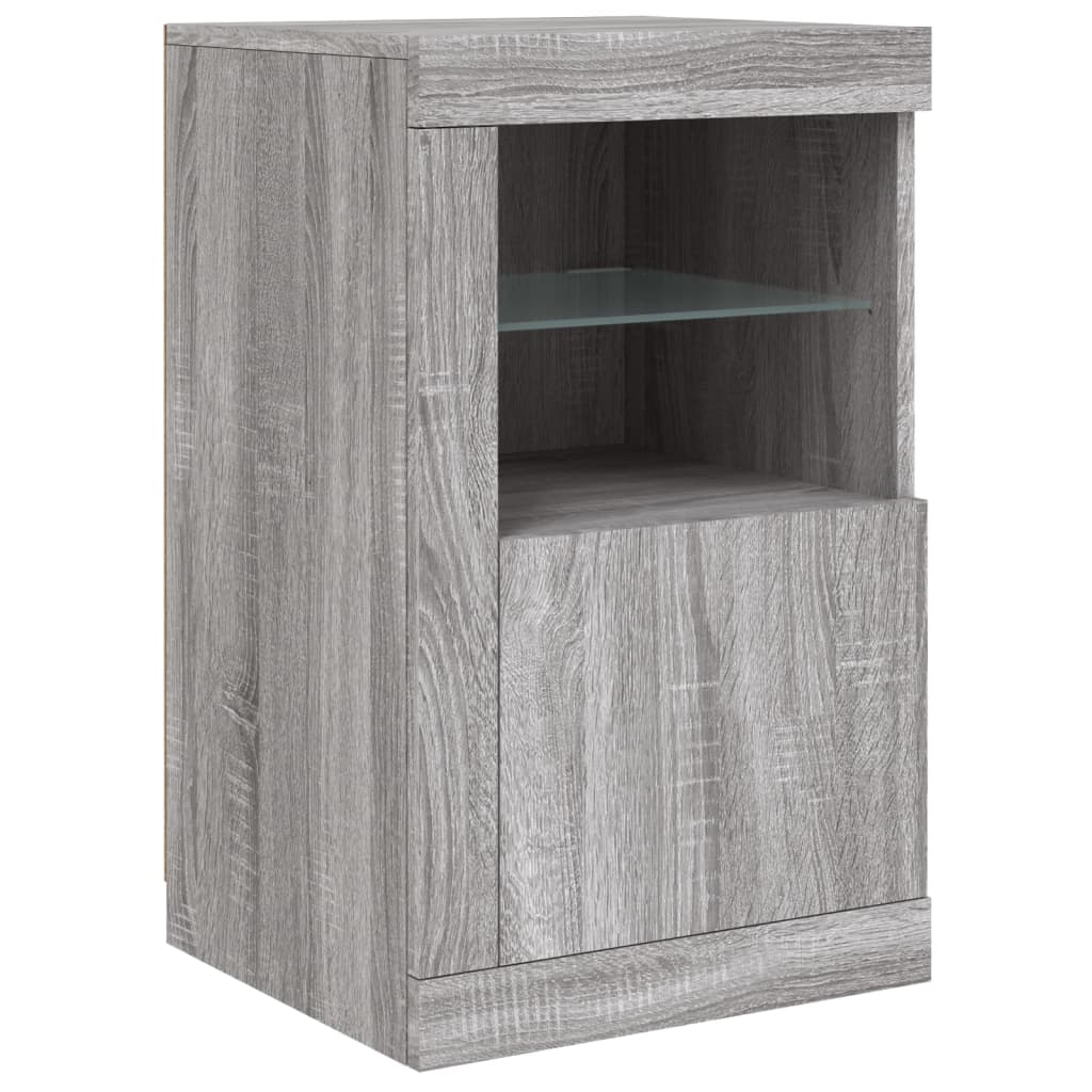 skænk med LED-lys 123x37x67 cm grå sonoma-eg