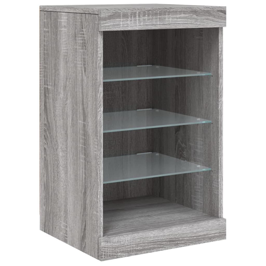 skænk med LED-lys 123x37x67 cm grå sonoma-eg