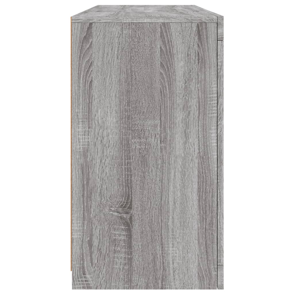 skænk med LED-lys 142,5x37x67 cm grå sonoma-eg