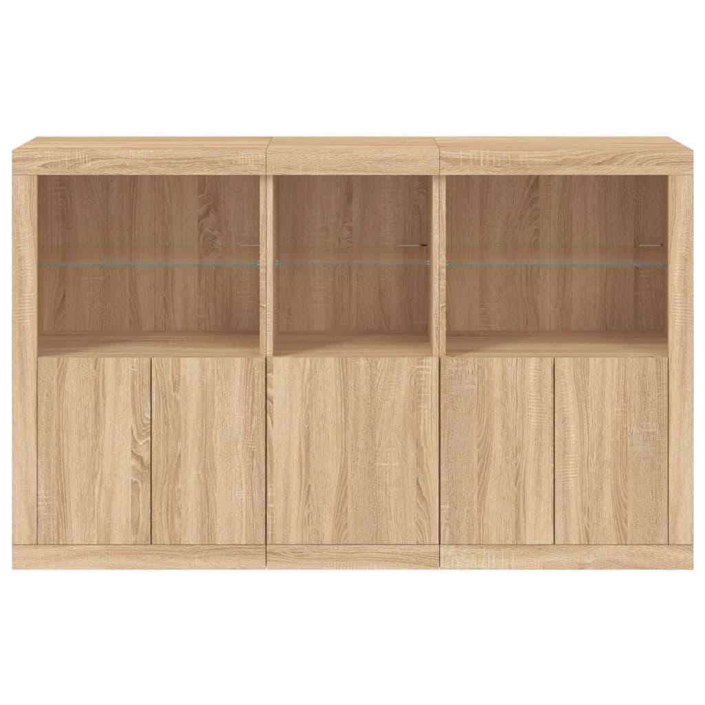 skænk med LED-lys 162x37x100 cm sonoma-eg