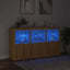 skænk med LED-lys 181,5x37x100 cm sonoma-eg
