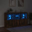 skænk med LED-lys 181,5x37x100 cm røget egetræsfarve