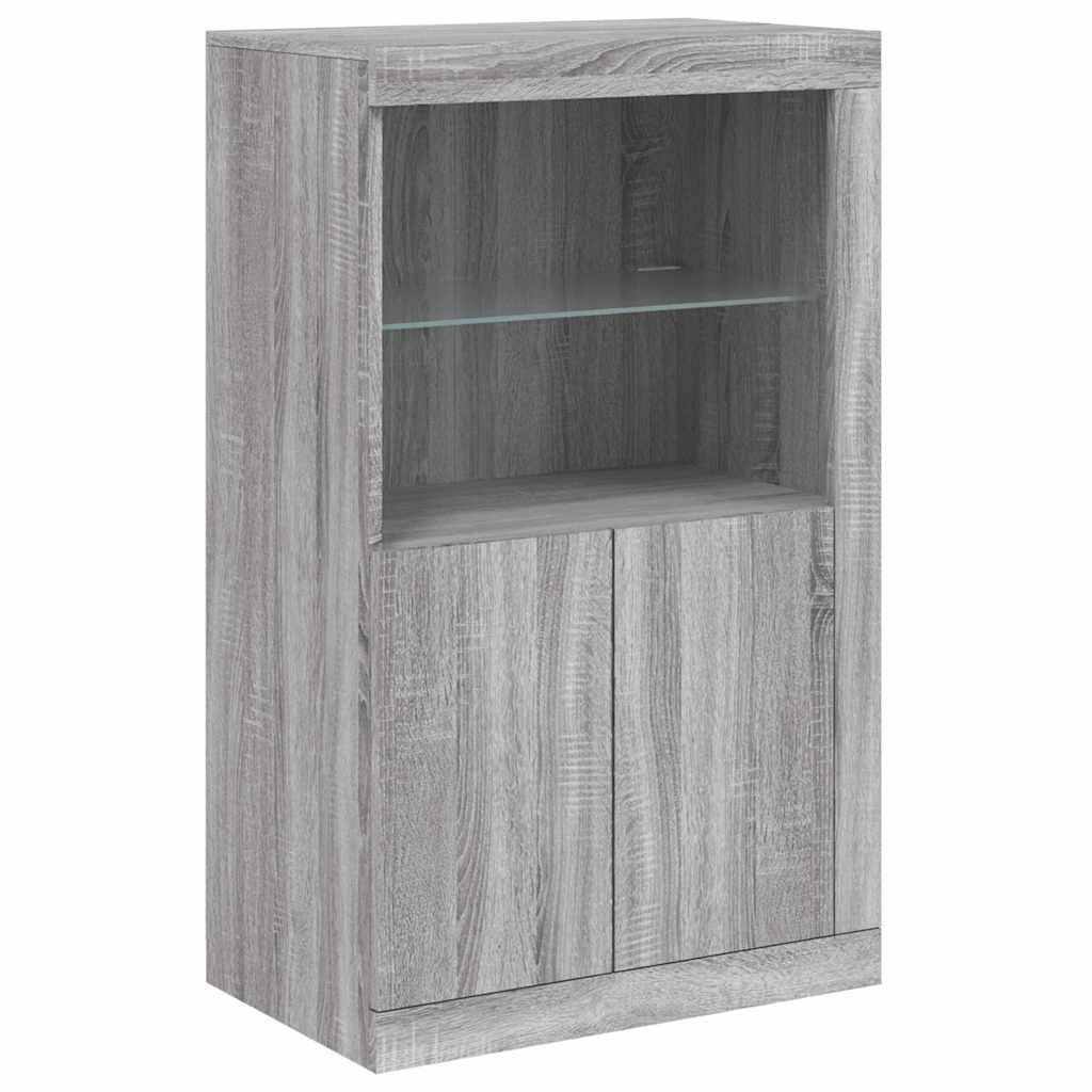 skænk med LED-lys 181,5x37x100 cm grå sonoma-eg