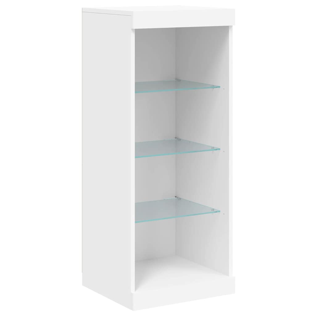 skænk med LED-lys 162x37x100 cm hvid