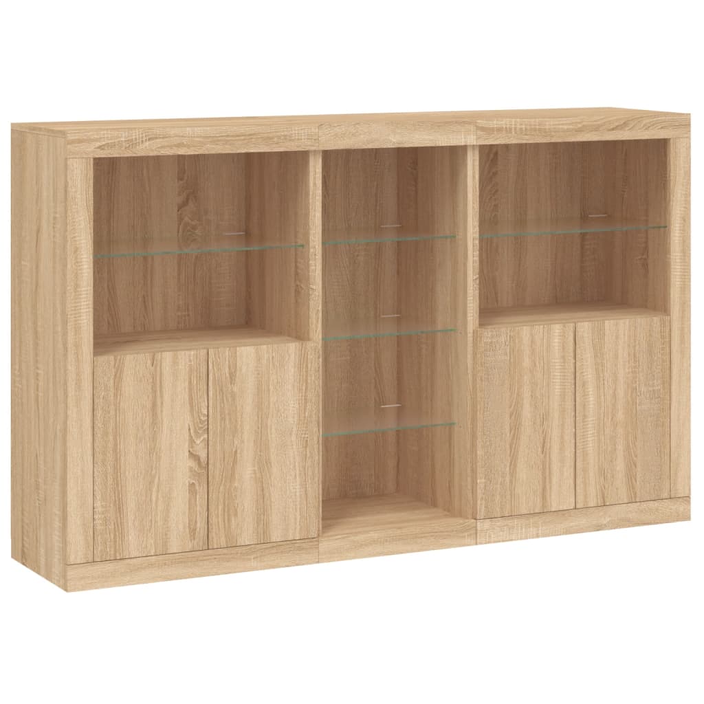 skænk med LED-lys 162x37x100 cm sonoma-eg