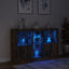 skænk med LED-lys 162x37x100 cm røget egetræsfarve
