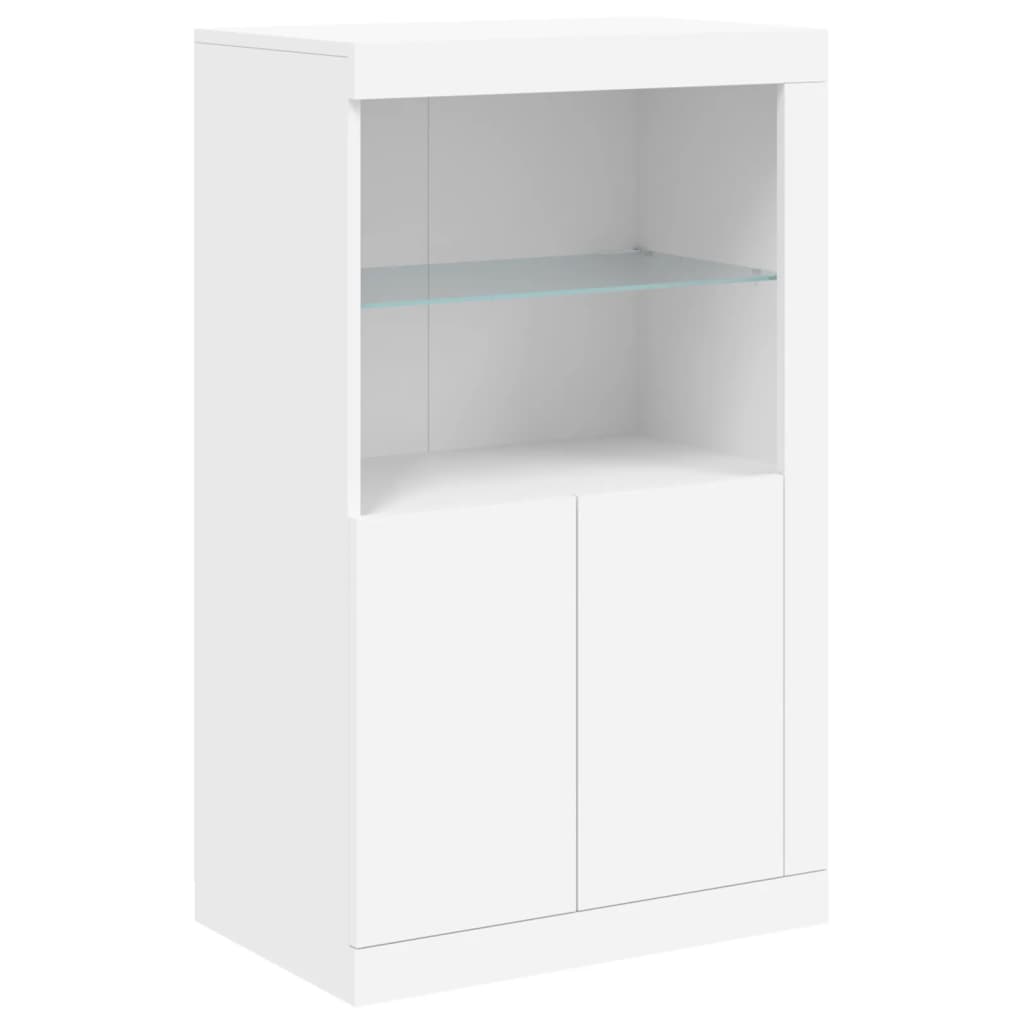 skænk med LED-lys 181,5x37x100 cm hvid