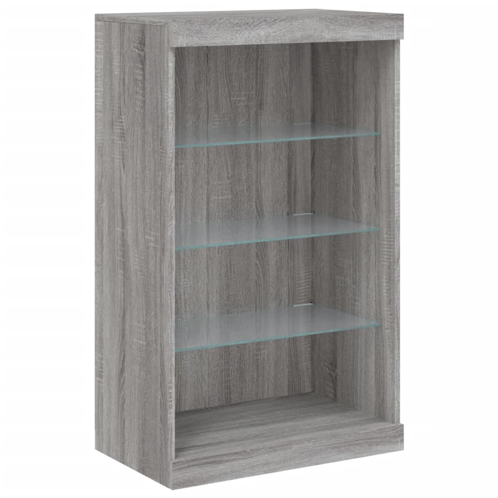skænk med LED-lys 181,5x37x100 cm grå sonoma-eg