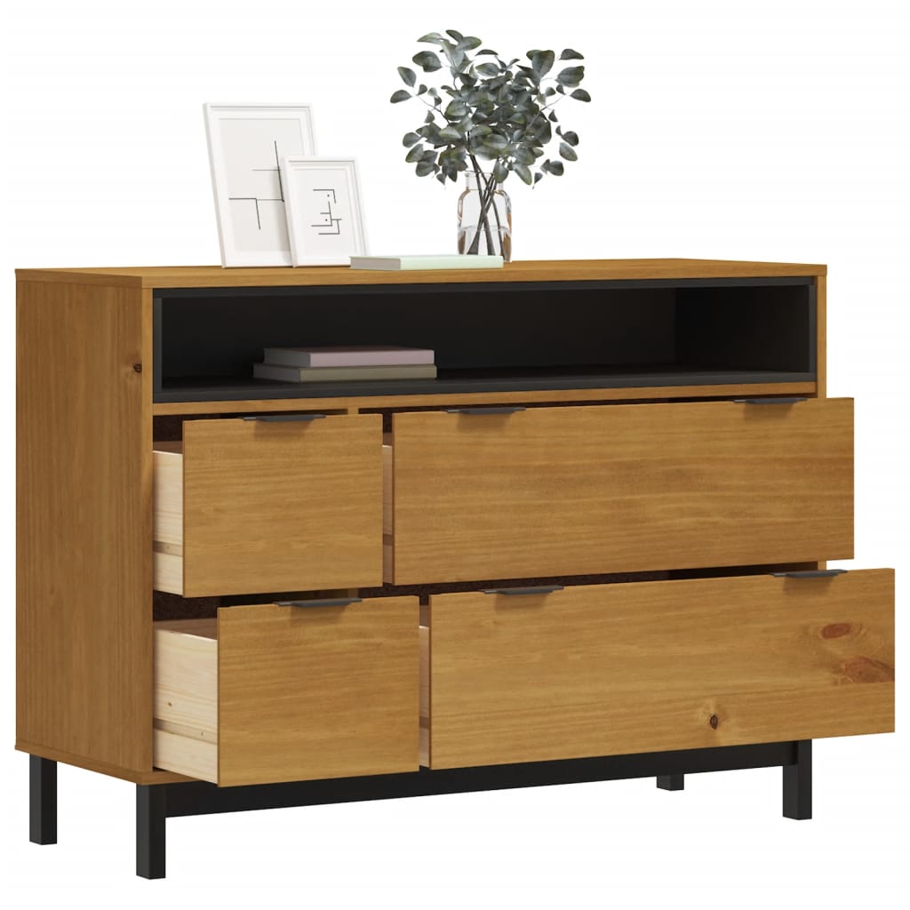 kommode FLAM 110x40x80 cm massivt fyrretræ