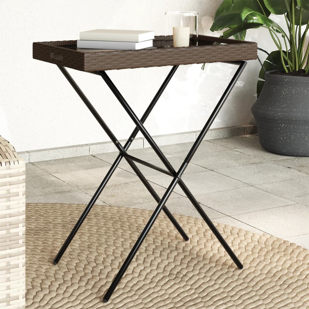 bakkebord 65x40x75 cm polyrattan brun billede