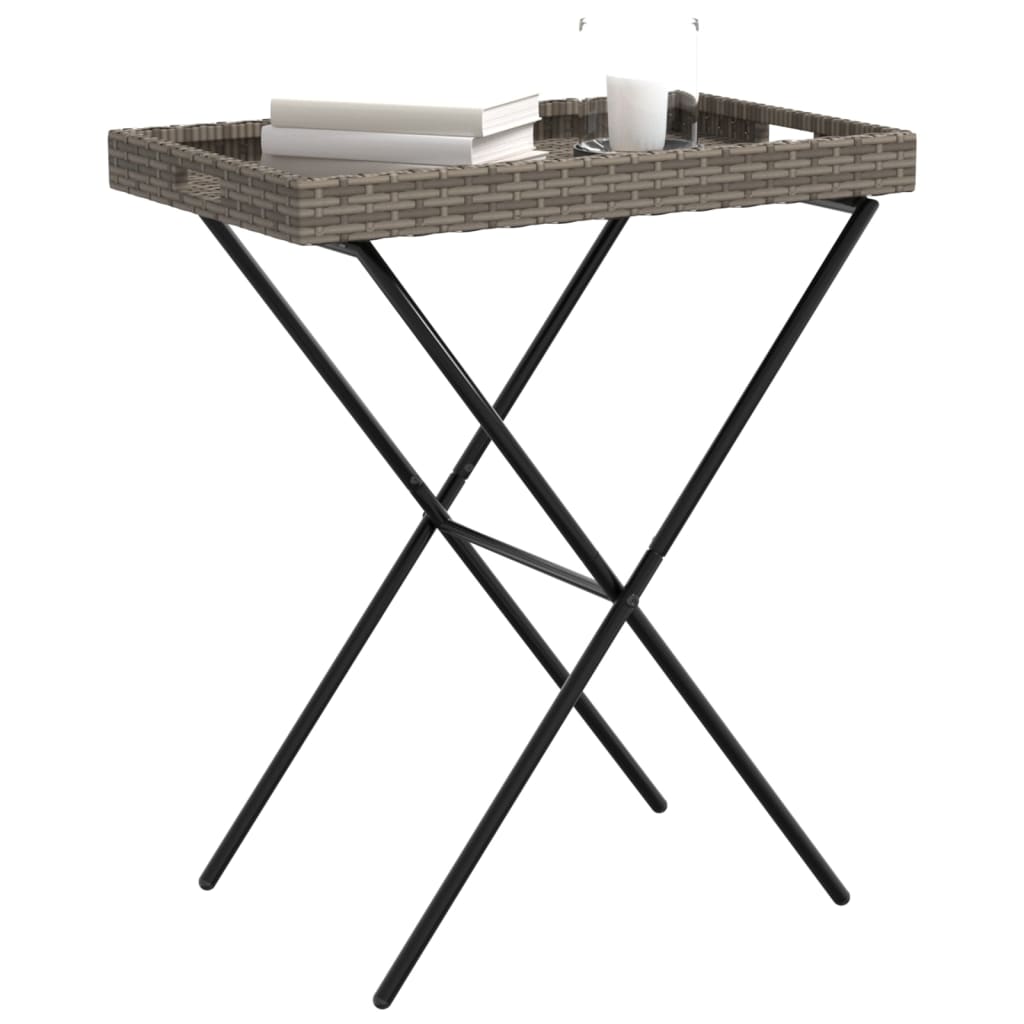 bakkebord 65x40x75 cm polyrattan grå