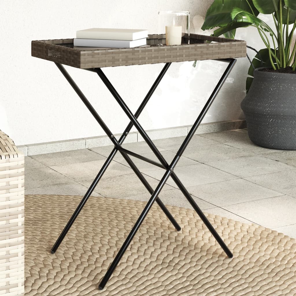 bakkebord 65x40x75 cm polyrattan grå billede