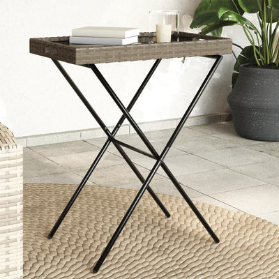 bakkebord 65x40x75 cm polyrattan grå